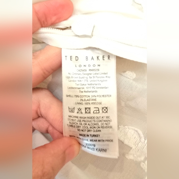 Ted Baker London white balloon sleeve embroidered blouse size 3 Usa 🇺🇸 Size 8 - Picture 7 of 10